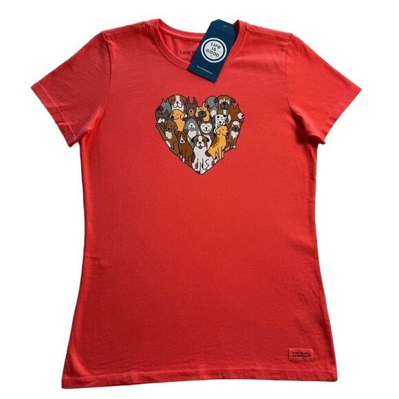 Life is Good Women’s SMALL Heart Full of Dogs Short Sleeve Tee - NWT - Picture 1 of 5